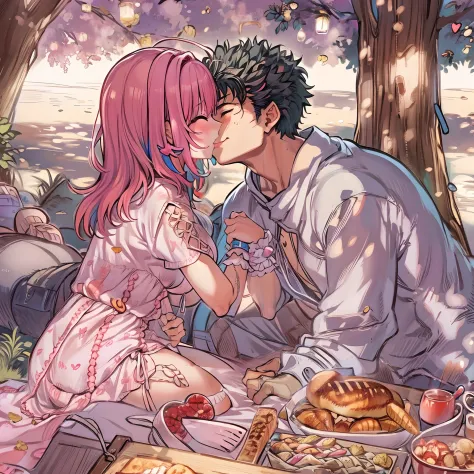 riamu,guts,couple,husband and wife,love dovey couple,affection ,picnic,kiss,smile,