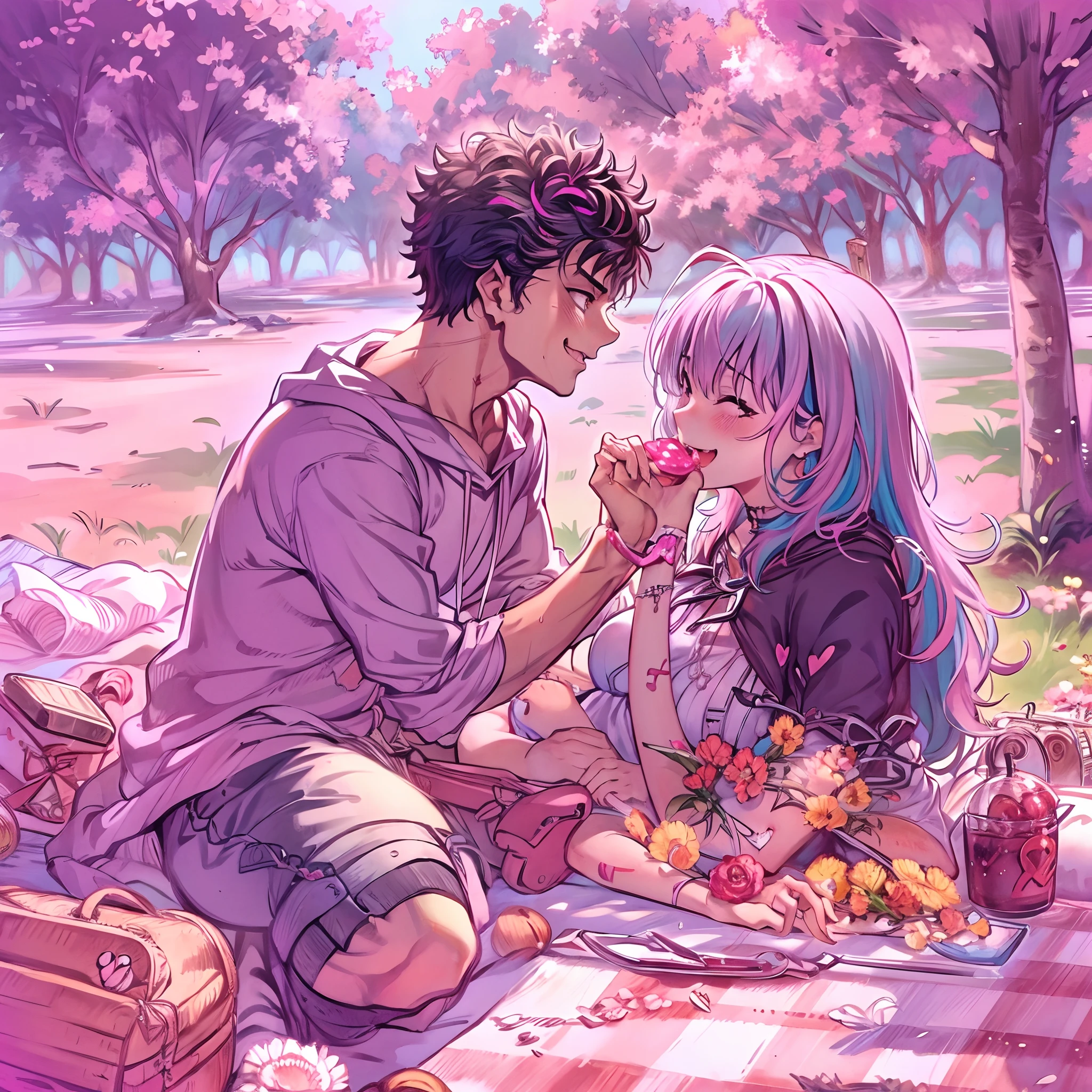 riamu,guts,couple,husband and wife,love dovey couple,affection ,picnic,kiss,smile,