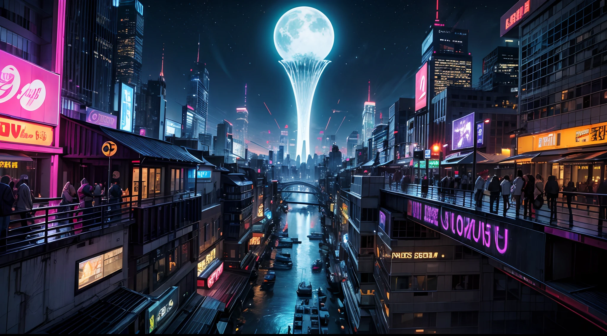 An off world colony scene in the highest quality possible, with a 4k or 8k resolution, showcasing ultra-detailed and photorealistic visuals. The scene depicts a futuristic cityscape on a distant planet, with towering skyscrapers and architectural structures that reflect a combination of advanced technology and organic elements. The city is bustling with activity, featuring flying vehicles and transportation systems seamlessly integrated into the landscape. The lighting in the scene is dynamic, with vibrant neon lights and illuminated signs creating a futuristic and energetic ambiance. The color palette exudes a sense of wonder and novelty, with a mix of cool blues, deep purples, and vivid accents of vibrant futuristic hues. The scene also showcases the natural beauty of the off world surroundings: an alien sky filled with floating islands, multiple moons, and shimmering stars. The prompt should include tags such as advanced technology, futuristic urban landscape, bustling city life, flying vehicles, vibrant neon lights, dynamic lighting, cool blues, deep purples, vivid futuristic colors, alien sky, floating islands, multiple moons, and shimmering stars.