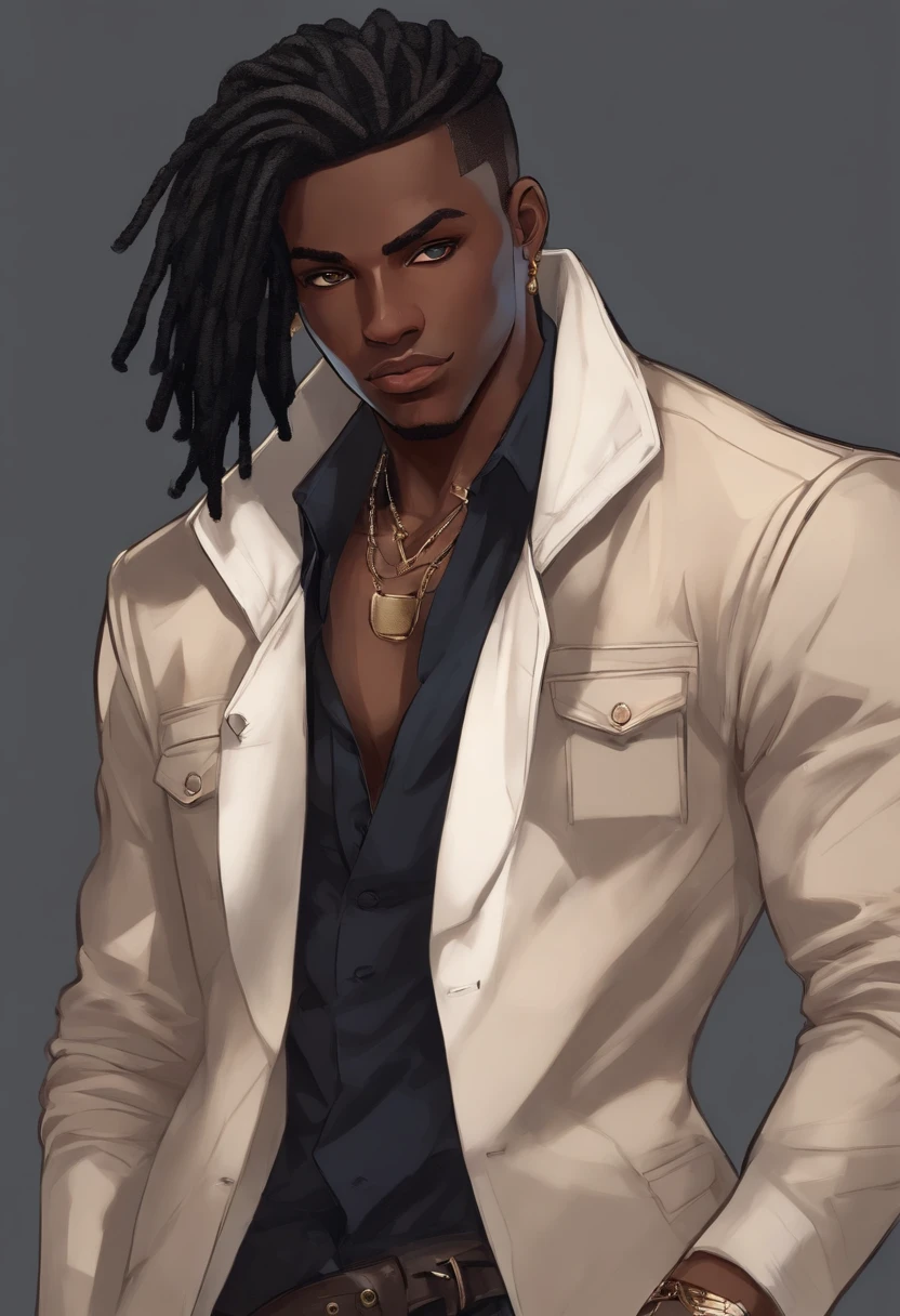 Black anime dude with white dreads with Gold grills teeth - SeaArt AI