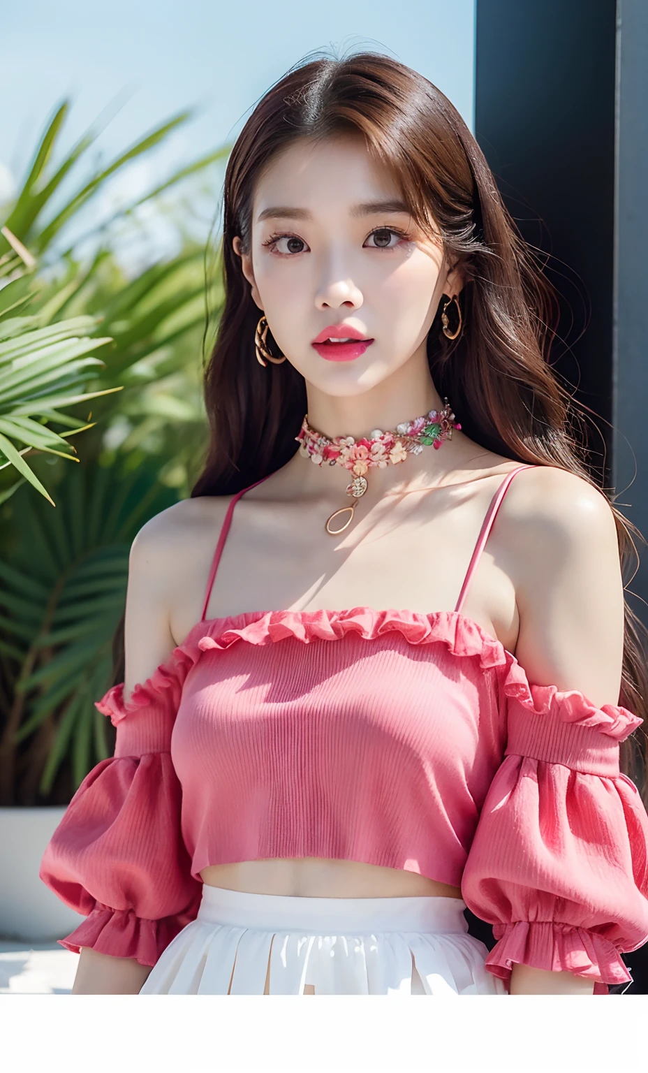 korean woman with a choke and a flowered top, ulzzang, jossi of blackpink, blackpink jennie, roseanne park of blackpink, frilled blooming collar, portrait jisoo blackpink, jinyoung shin, sun yunjoo, taejune kim, jisoo from blackpink, belle delphine, wearing choker, jisoo of blackpink, heonhwa choe