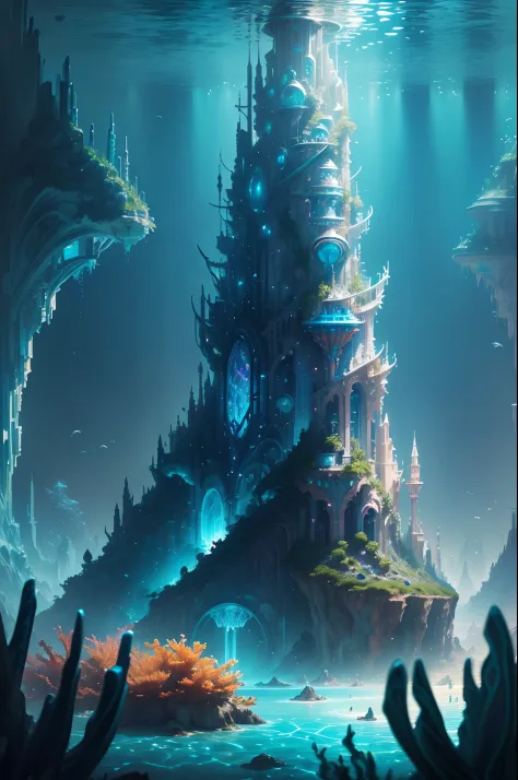 ((Need)), ((tmasterpiece)), (A detailed))，marvel universe，Beautiful city of Atlantis，Colorful underwater kingdom，Futuristic unde...