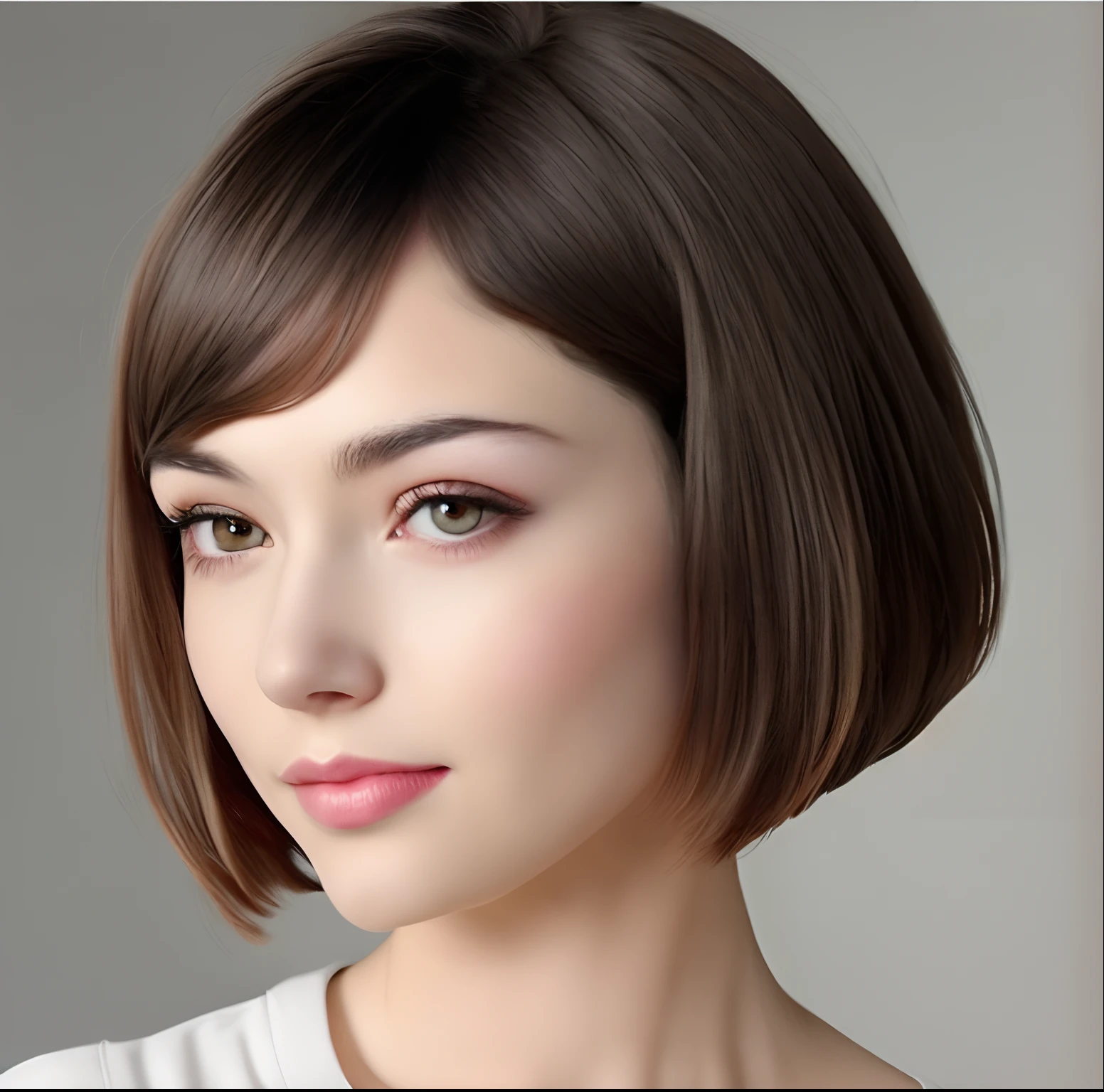 A close up of a woman with a short brown hair - SeaArt AI