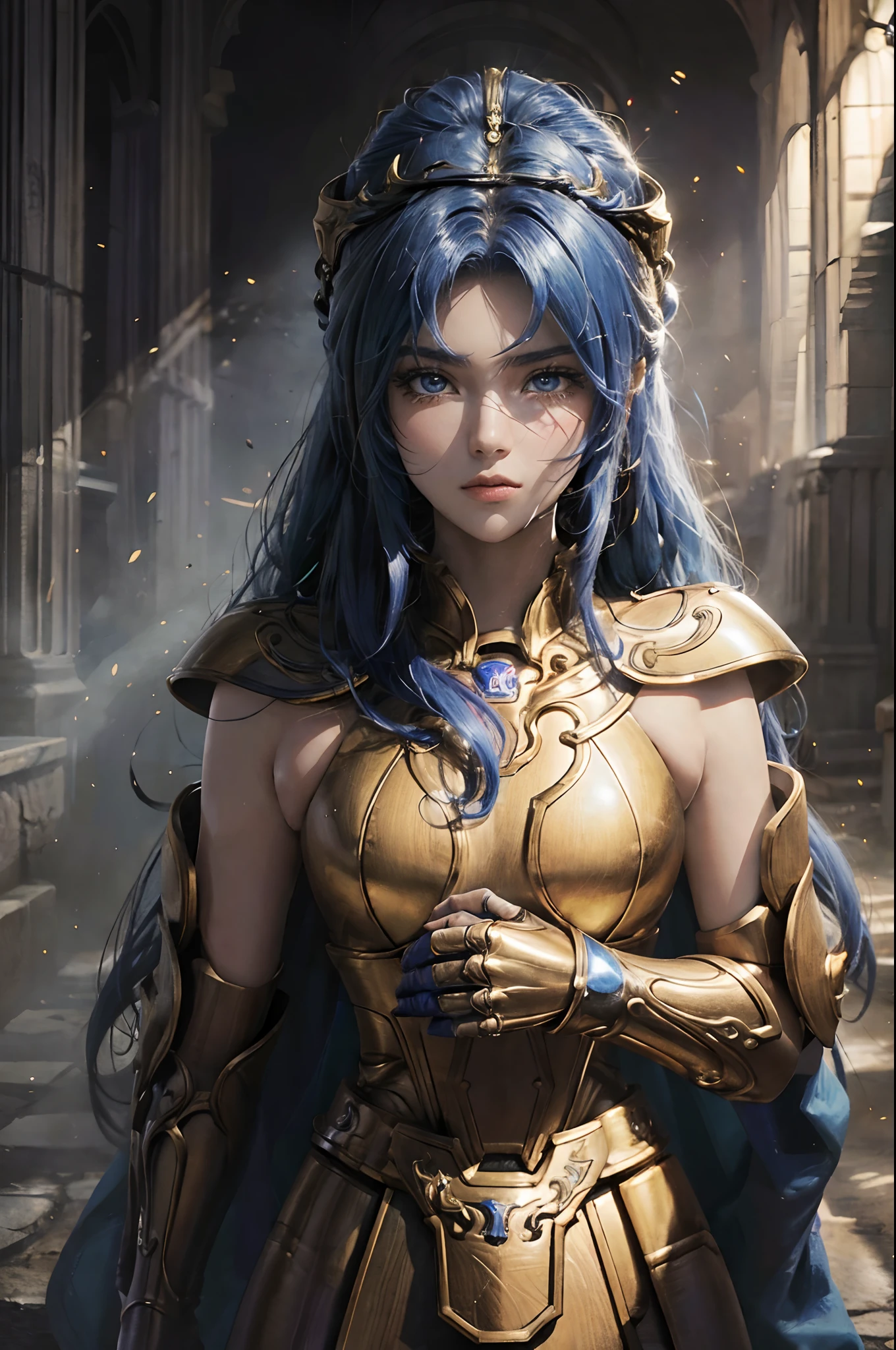 (8k, The best quality, masterpiece:1.2) a very sexy woman with saint seiya gemini armor , , Beautiful twins Two beautiful girls very big breasts and big tail bewitching thighs full body and big tail Extremely detailed blue eyes and face,beautiful ultra detailed 4k eyes, battlefield,