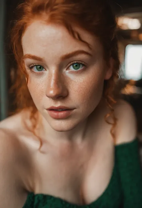 A close up of a woman with red hair and freckled hair - SeaArt AI