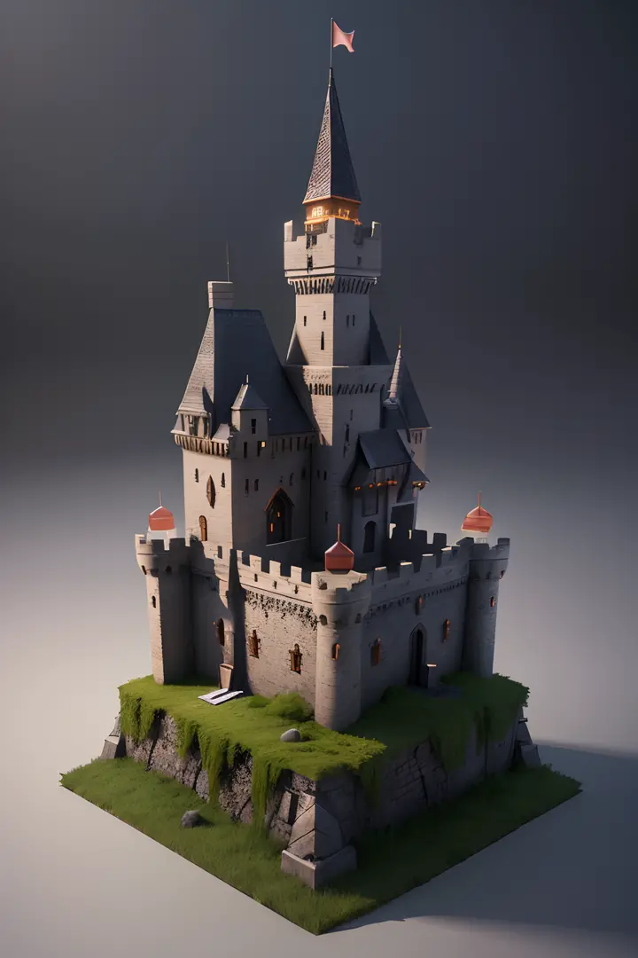 3d render of a Miniature warrior Medieval castle, high detail, high quality sense,Premium studio light,Blender, Lumio, Arnold, 8k, hd, hq