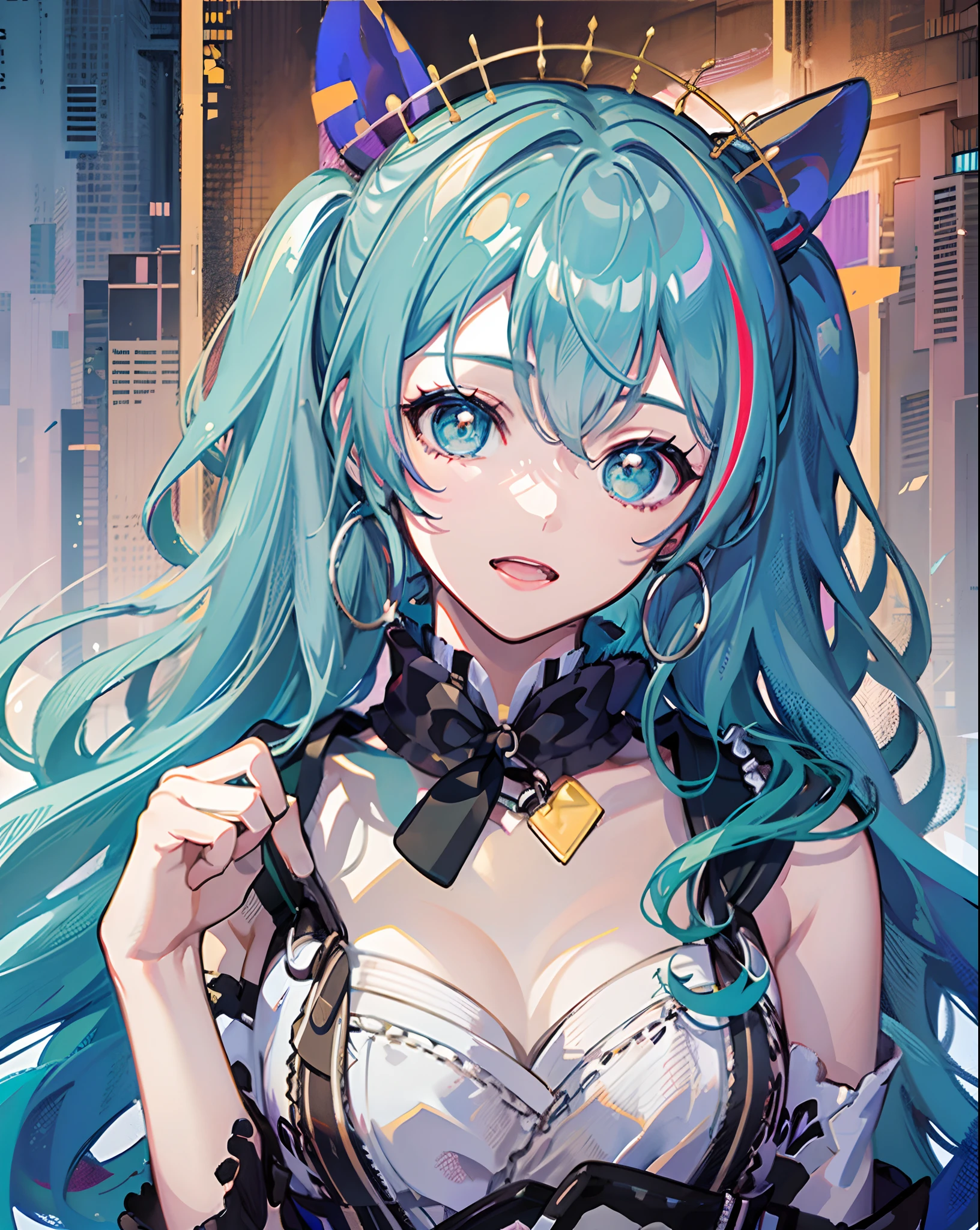 Hatsune miku , (cabello de color dividido:1.3), hermoso cabello rojo , hermoso cabello negro, colas gemelas, Tipo Estilo Luna, realista, extremadamente delicado y hermoso, juego_CG, Looking_abajo, Enfoque en los ojos, mano_en_cadera, brillante_piel, girlish,Mujer,hembra, joven,20 years old, cabello brillante, Cara hermosa detallada, senrisa malvada, Detalles complejos Ojos hermosos y delicados, lengua, toenails, Medio_senos, ojos rojos, authentic skin texture, penetrante, collar, tanque_Arriba, minifalda, Sandalias, cosecha_Arriba, tag, Playa, luz del sol, brillante, absurdos, fendo de pantalla CG 8k extremadamente detallado, muy fino 8K CG fendo de pantalla