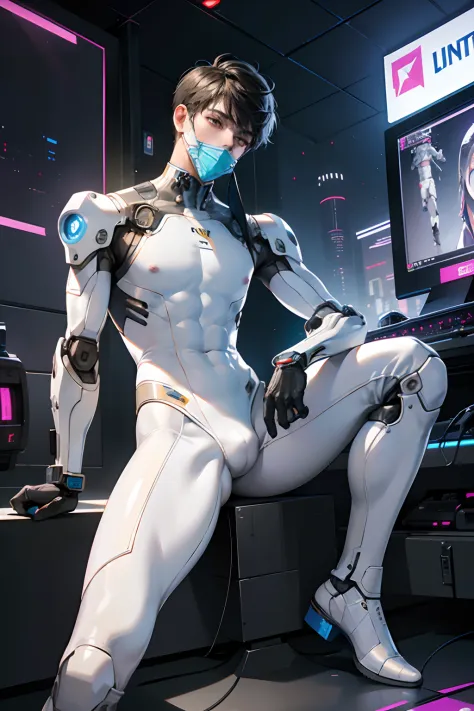 body suit, white suit, futuristic suit, white gloves, skin tight bodysuit -  SeaArt AI