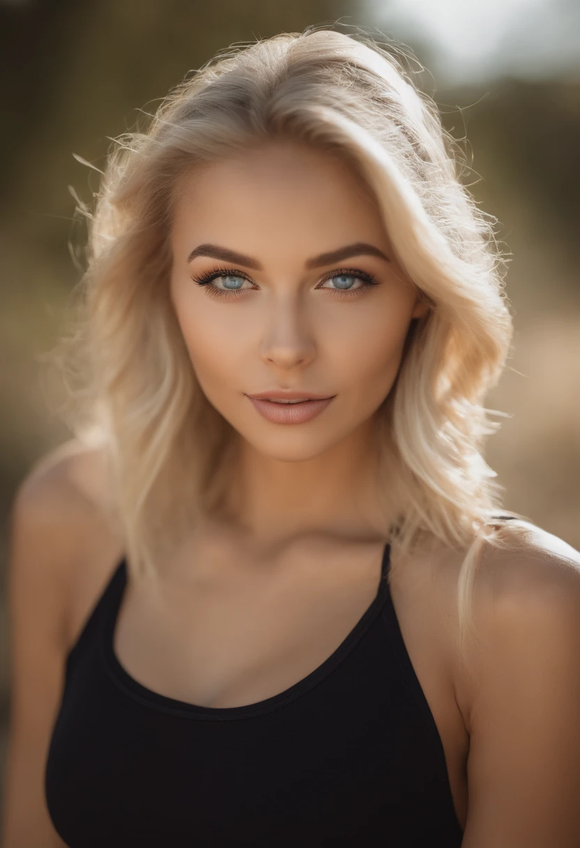 A woman with blonde hair and blue eyes posing for a picture - SeaArt AI