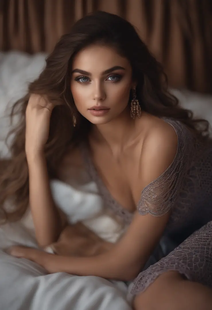 Arafed woman completely , fille sexy aux yeux bleus, ultra realist, Meticulously detailed, Portrait Sophie Mudd, wavy brown hair and big eyes, selfie of a young woman, Dubai Eyes, Violet Myers, sans maquillage, maquillage naturel, looking straight at camer...
