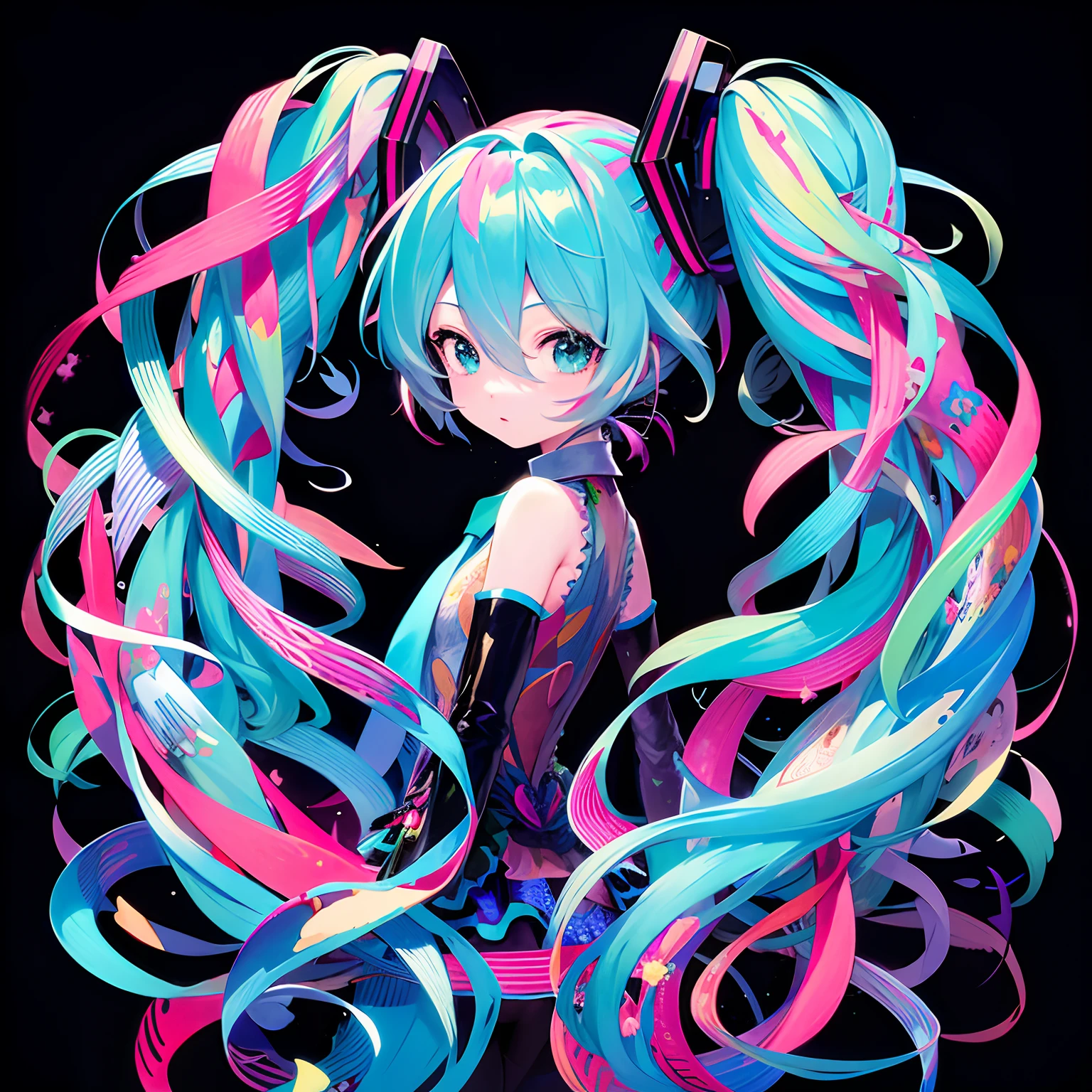 A close up of a person with long hair and a colorful wig - SeaArt AI