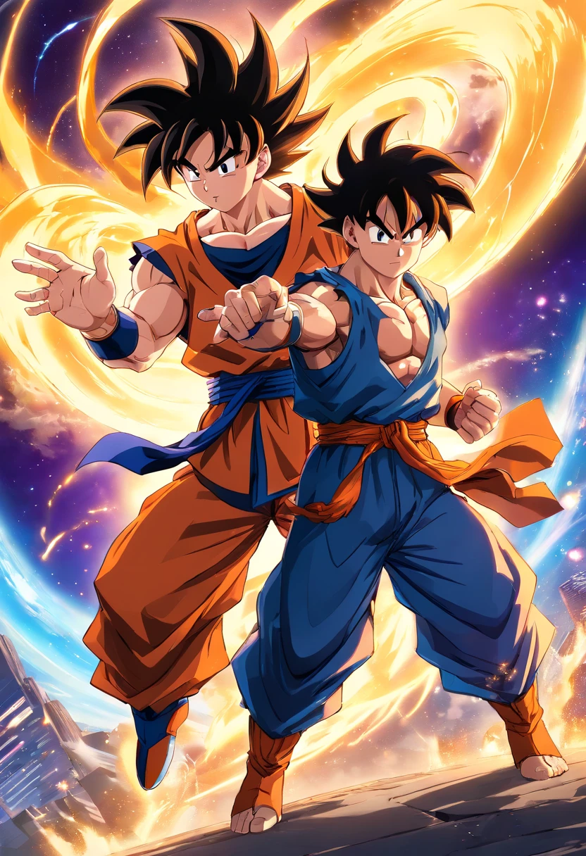 Dragon Ball Goku und Gohan kämpfen im Weltraum - SeaArt AI