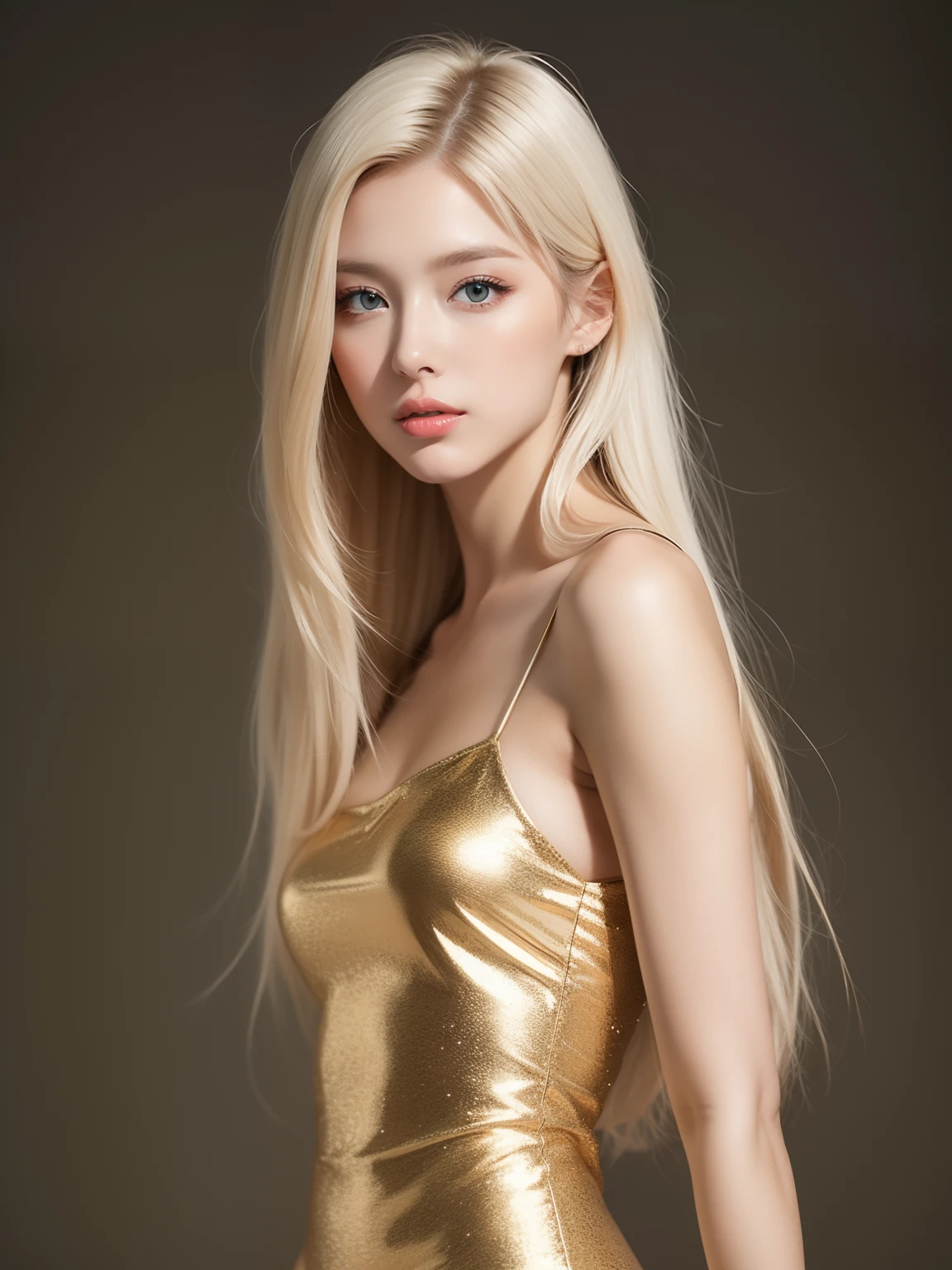 A woman of beauty in a fantastic space, Tight micro dress white and gold color, 98k, {{Masterpiece}}, Best quality, High quality:1.4), {{[[front look}}, eye_contact, a variety of poses)]], very pretty look face, and very pretty eyes, cute images, cute images, {{full bodyesbian}}, {{{{{{{{Long legs}}}}}}}}, {{{{slim sexy body}}}}, {{{{{{Tall woman}}}}}}, {{177 cm tall}}, Solo, Beautiful, Lovely, Adorable, Pale skin, {{18to 2 German girl}}, look beautiful German girl and blue eyes or green eyes with platinum blonde hair color), Nordic German young girl, {{{{{{{{{{full bodyesbian}}}}}}}}}}, {{{{{{{{{{High_Heels}}}}}}}}}},