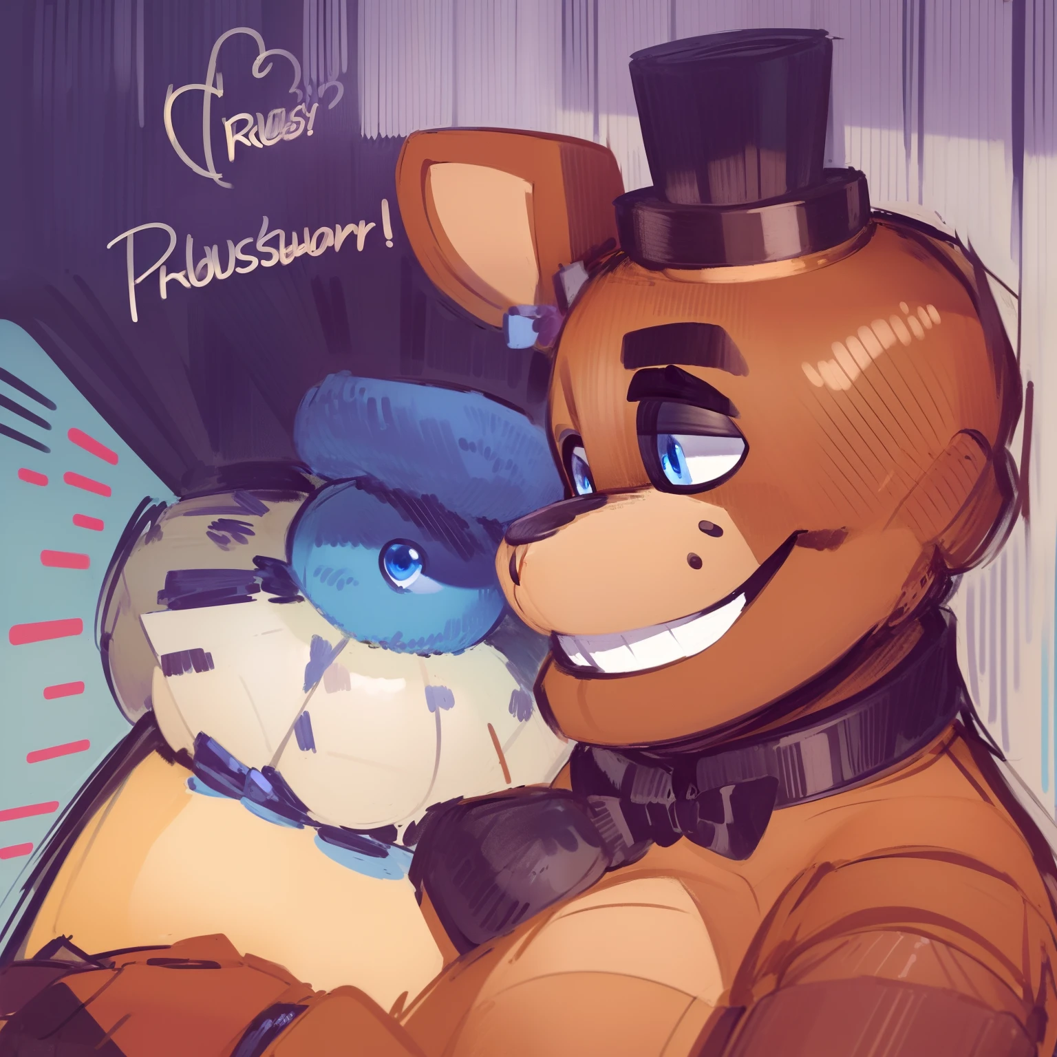 Freddy Cartoon Gay Porn - There is a drawing of a cartoon bear hugging a teddy bear - SeaArt AI