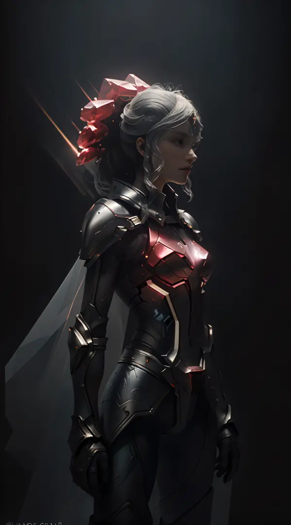 Wold style，Armor Girl，Crystal material（3D rendered armor，refractive index：1.76 - 1.78，albedo：0.03 - 0.05，ambient lights：Between ...