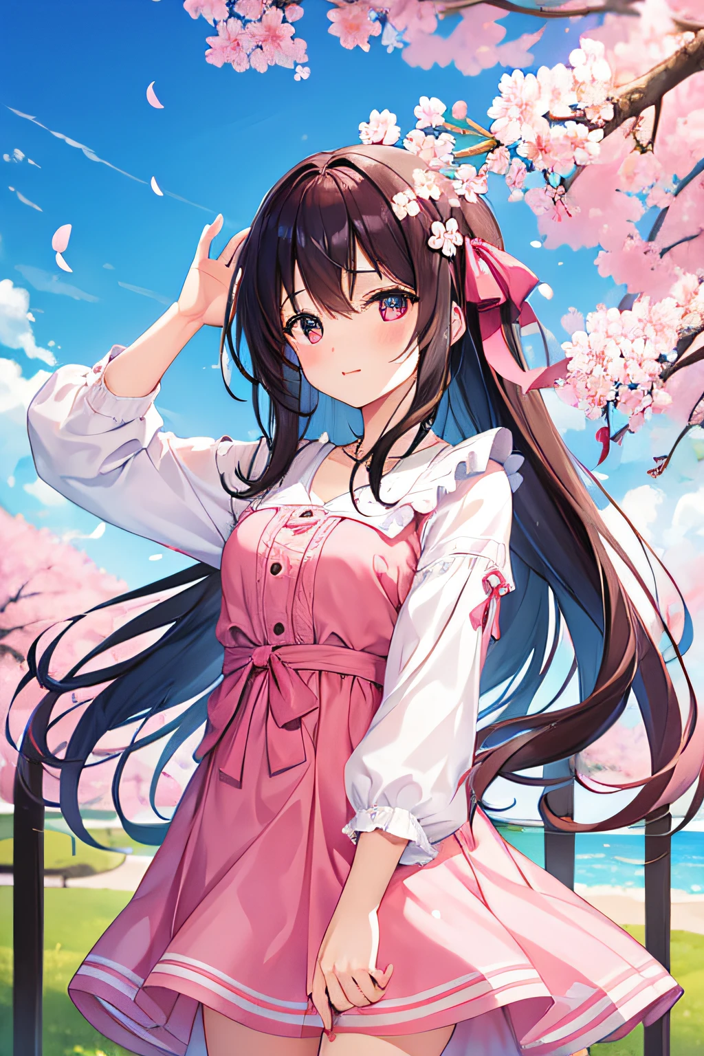Imagem de menina com flor de cerejeira