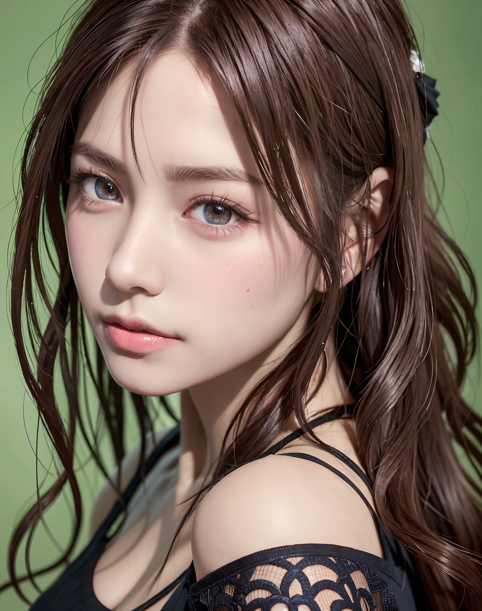 high quality picture, masutepiece, detailed hair texture, Detailed skin texture, Detailed Cloth Texture, 8K, Add fabric details, ultra detailed skin texture, ultra detailed photographic, Skin pores, Portrait of a girl, wearing tank top,