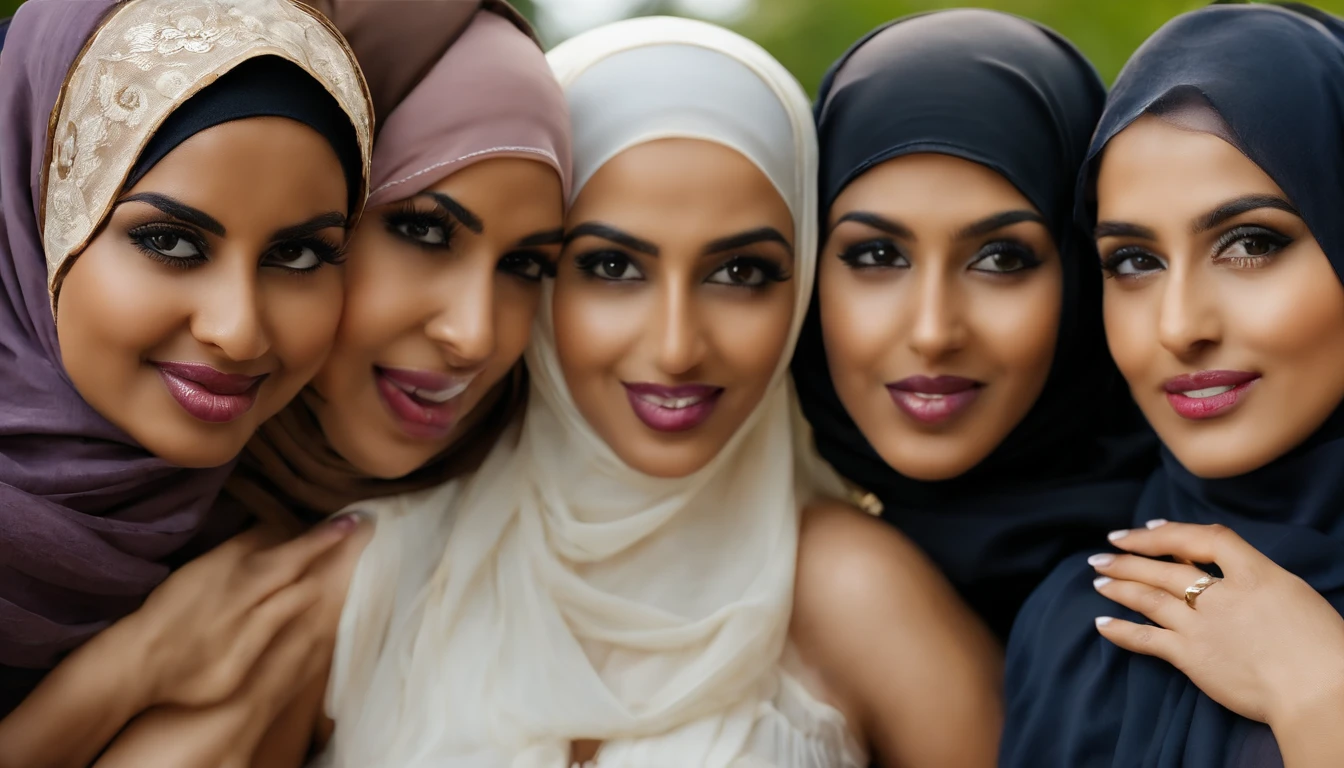 Three women wearing hijabs pose for a picture together - SeaArt AI