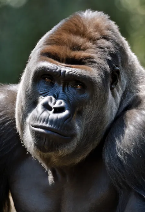Photorealistic, 8k, cmyk+, extreme close up old gorilla with wrinkled facial skin