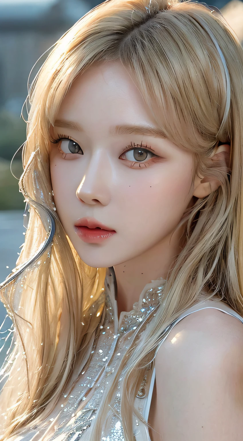 ((Best Quality, 8K, Masterpiece: 1.3)), Sharp: 1.2, Perfect Beauty: 1.4, ((Long Hair 1.2)), blonde hair, (Home: 1.2), Water Mist: 1.5, Highly Detailed Face and Skin Texture, Detailed Eyes, Double Eyelids, Looking at the Camera