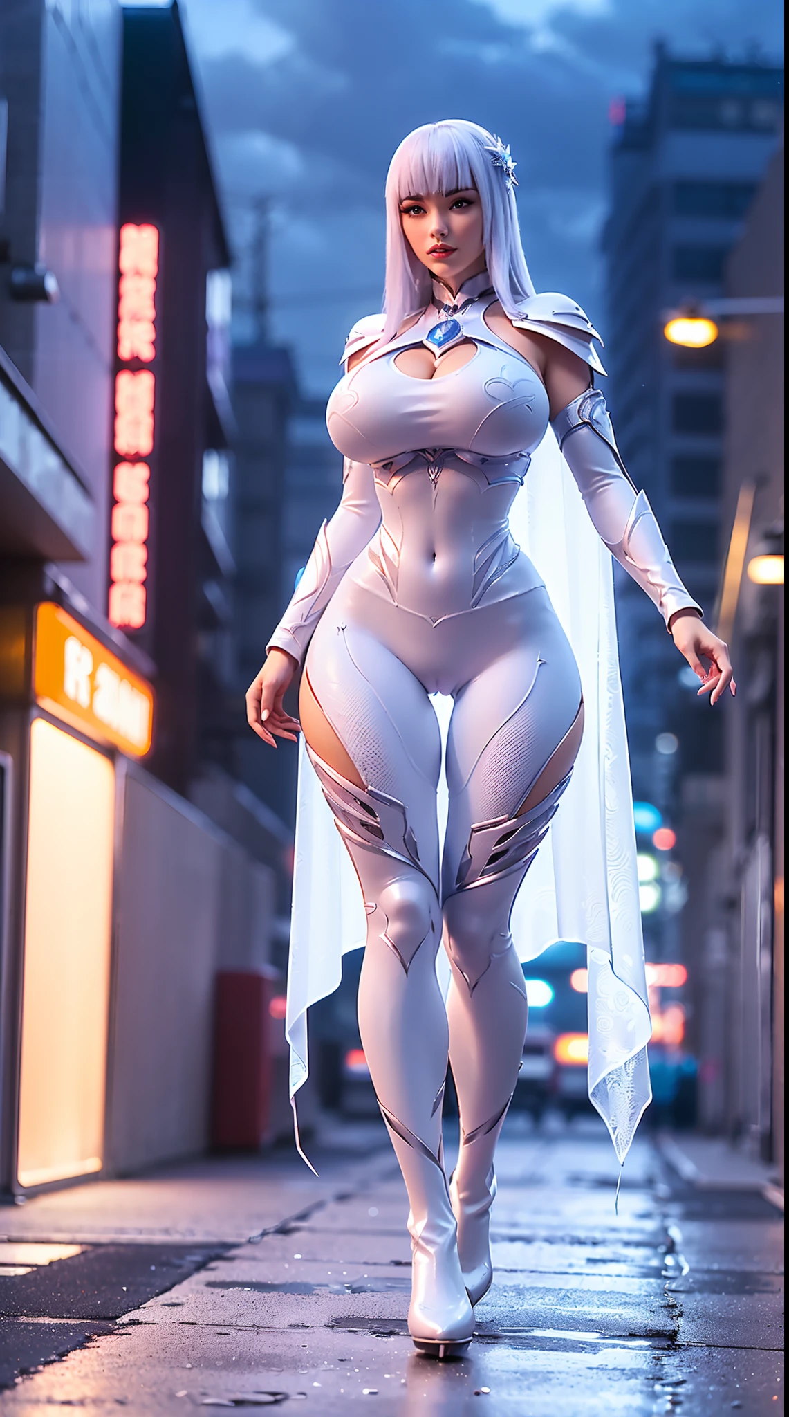 1GIRL, SOLO, COQUETTE, (HUGE FAKE BOOBS:1.3), (STREET CITY BACKGROUND), (FUTURISTIC ICE PHOENIX MECHA CROP TOP, ROYAL CAPE, CLEAVAGE:1.2), (SKINTIGHT YOGA PANTS, HIGH HEELS:1.2), (PERFECT BODY, FULL BODY VIEW:1.5), (LOOKING AT VIEWER), (WALKING DOWN:1.2), MUSCLE ABS:1.3, ULTRA HIGHT DEFINITION, 8K, 1080P.