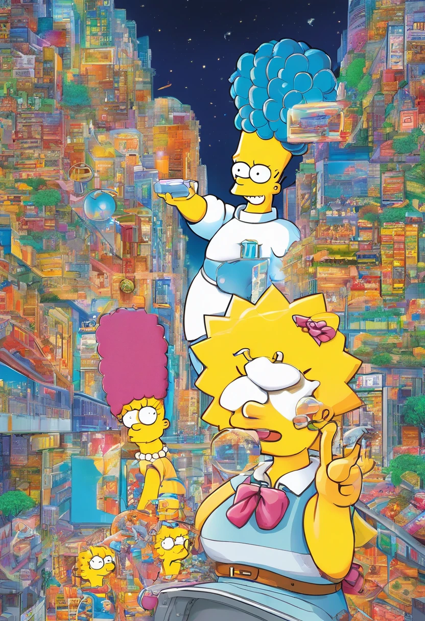 Simpsons family in the city - SeaArt AI