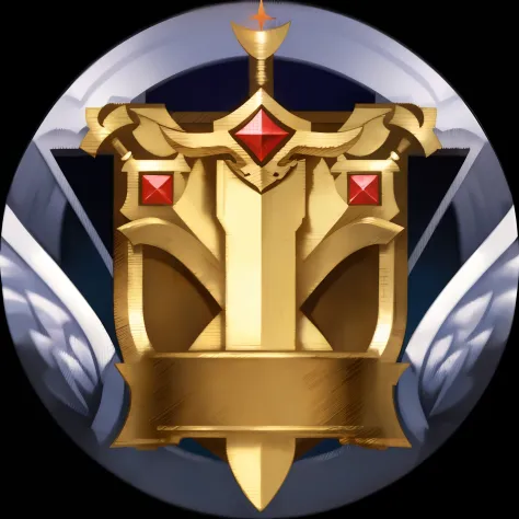 The Golden Shield，He wears three swords and wings，medal,