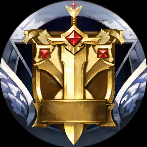The Golden Shield，He has three swords and wings，medal,