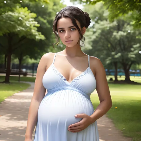 1girl, young, Jewish ethnicity, massively pregnant, huge breasts