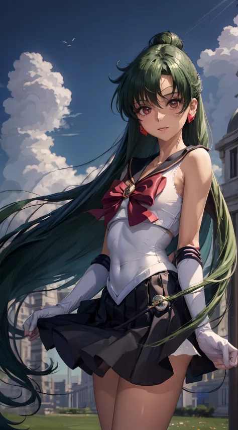 master part, best quality, high resolution, 1girl, sozinho, sailor pluto, (cabelo fofo), (hair fluttering), (single ponytail)), ...