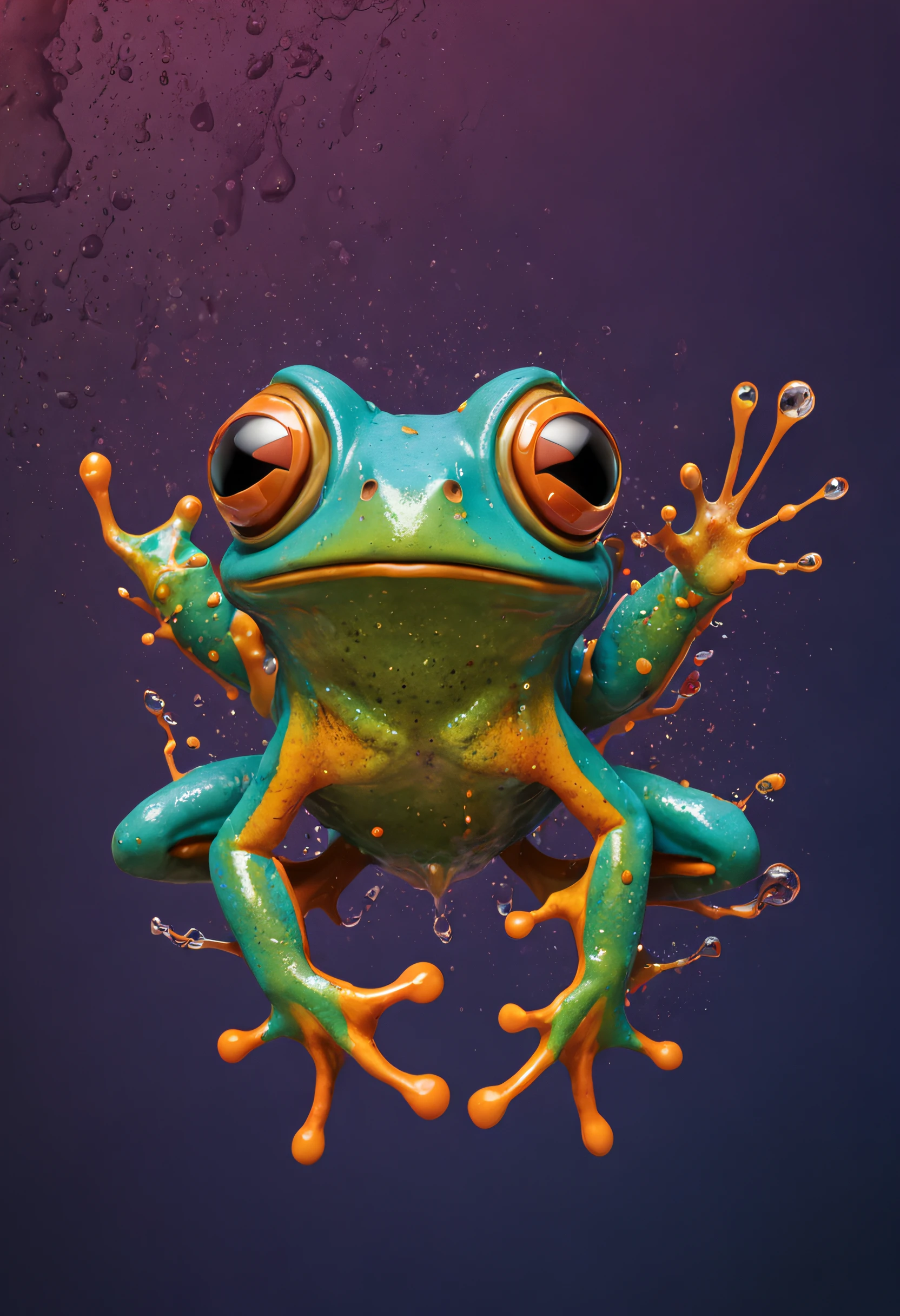 Die-cut splash art, Steampunk frog ((White background)), tosen, Epic Instagram, art  stations, splash style of color paint, contours, hyper detailed intricately detailed , illusory engine, Fantastical, intricately details, Splash screen, Complementary colors, fantasy concept art, 8K resolution, Deviantart's masterpiece, Oil painting, Heavy strokes, paint drips, Splash Art