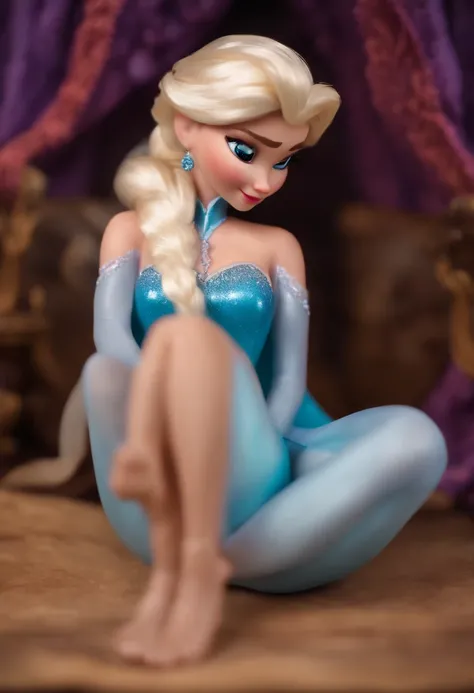 Elsa from Disney Frozen masturbates in latex with a dildo in her pussy -  SeaArt AI