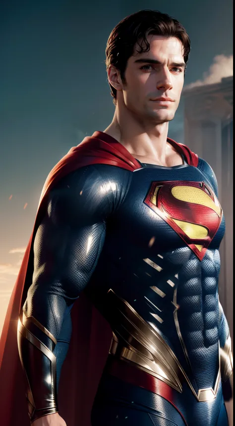 Photo of Henry Cavill as Superman, superhero, full body, cinematic, movie, grain movie (2023s), realistic , (8k, RAW photo, best quality, masterpiece:1.2), (realistic, photo-realistic:1.33), best quality, detailed eyes blue, cute,natural lighting, depth of...