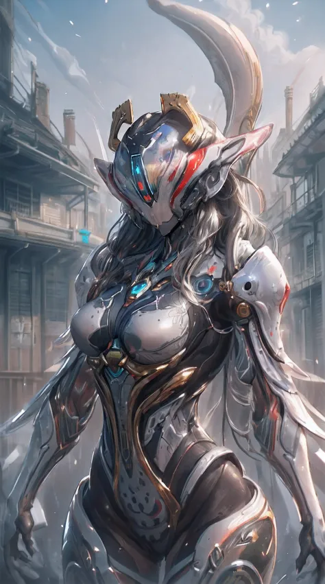 (((best quality))),(((ultra detailed))),(((masterpiece))),illustration,1 girl, no face, mysterious, helmet, Asuka cosplay costum...