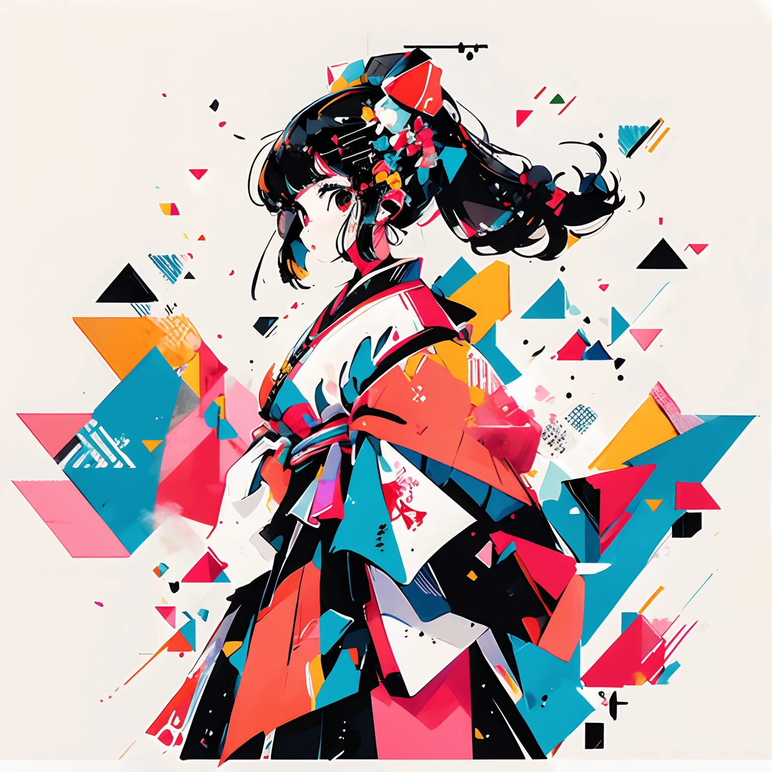 A woman with a colorful dress and a colorful background - SeaArt AI