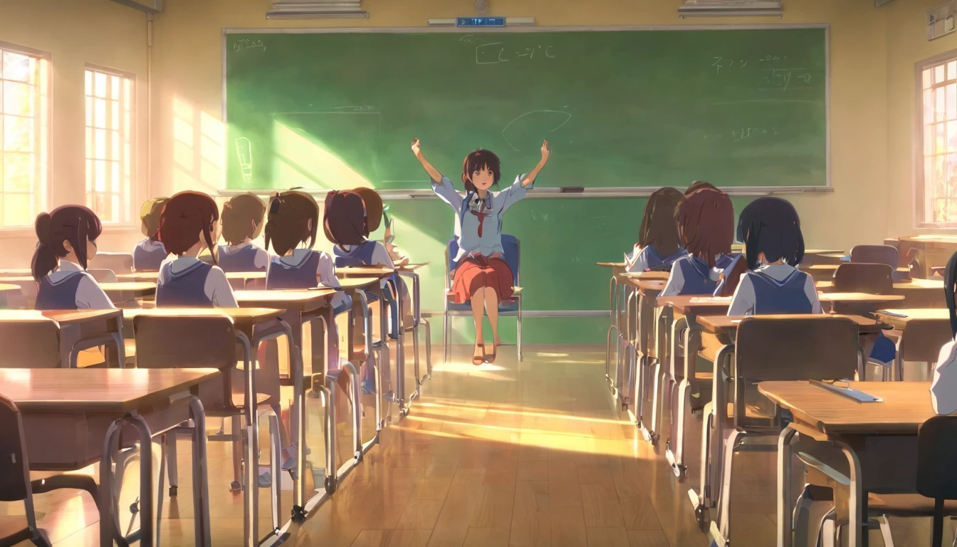 Anime scene of a classroom with a teacher and students in the classroom -  SeaArt AI