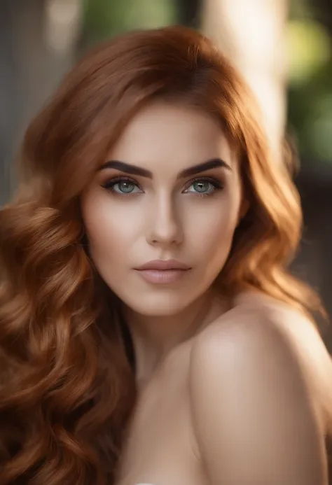 A close up of a woman with red hair and green eyes - SeaArt AI