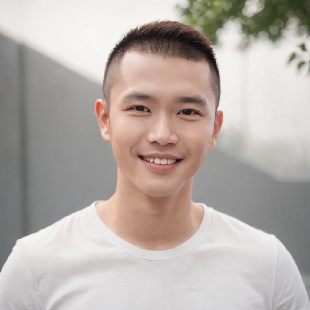 Arafed asian man with a white shirt and a smile - SeaArt AI