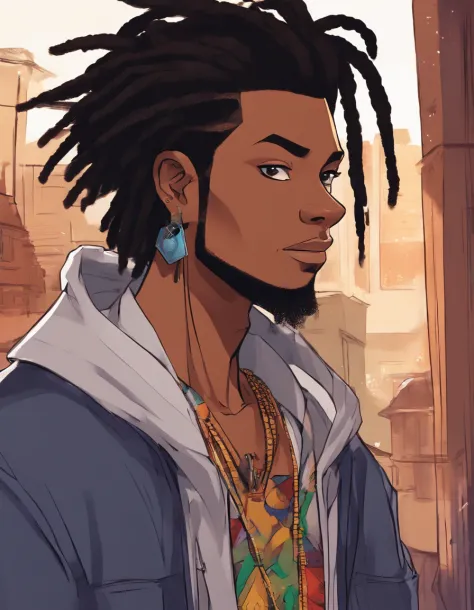 a black boy with colored dread hair in midnight anime