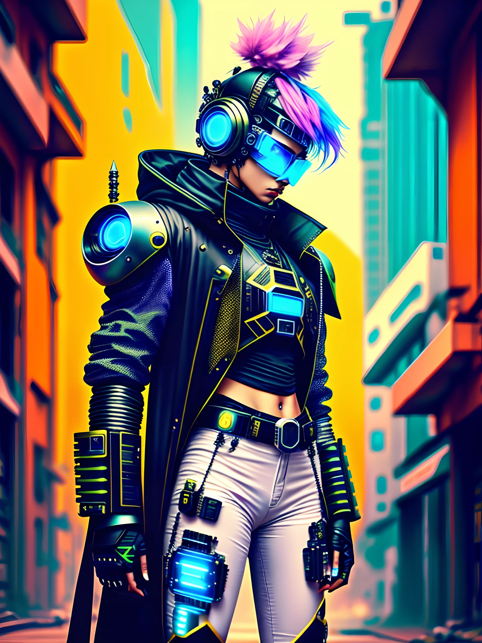 Cyberpunk-Mann, Fantasie und SCI-Fi, schönes Aussehen