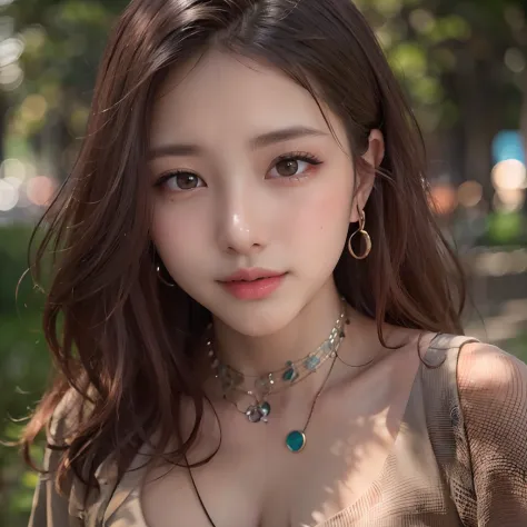 (64k, RAW photo, best quality, masterpiece:1.4), (realistic, photo-realistic:1.3), (20 years old), (1girl:1.5), (medium breasts), show cleavage, Luxurious dresses,  (Insanely intricate cute face and eyes), ((face shot:1.2)), especially strong light, (upper...