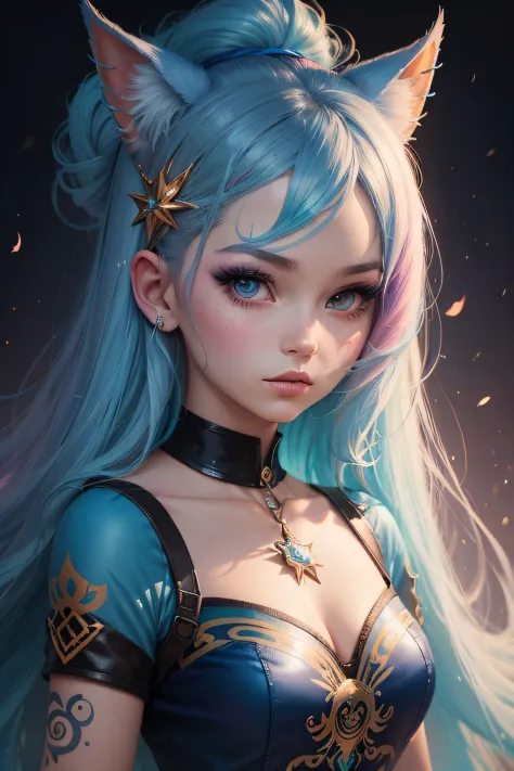 a painting of a girl with blue hair and a unicorn, a character portrait by Jasmine Becket-Griffith, featured on deviantart, fantasy art, art on instagram, iridescent, irridescent