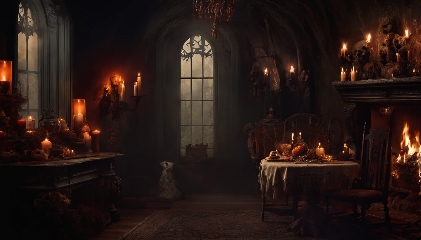 Pintura interior de casa de brujas muy detallada · Creative Fabrica
