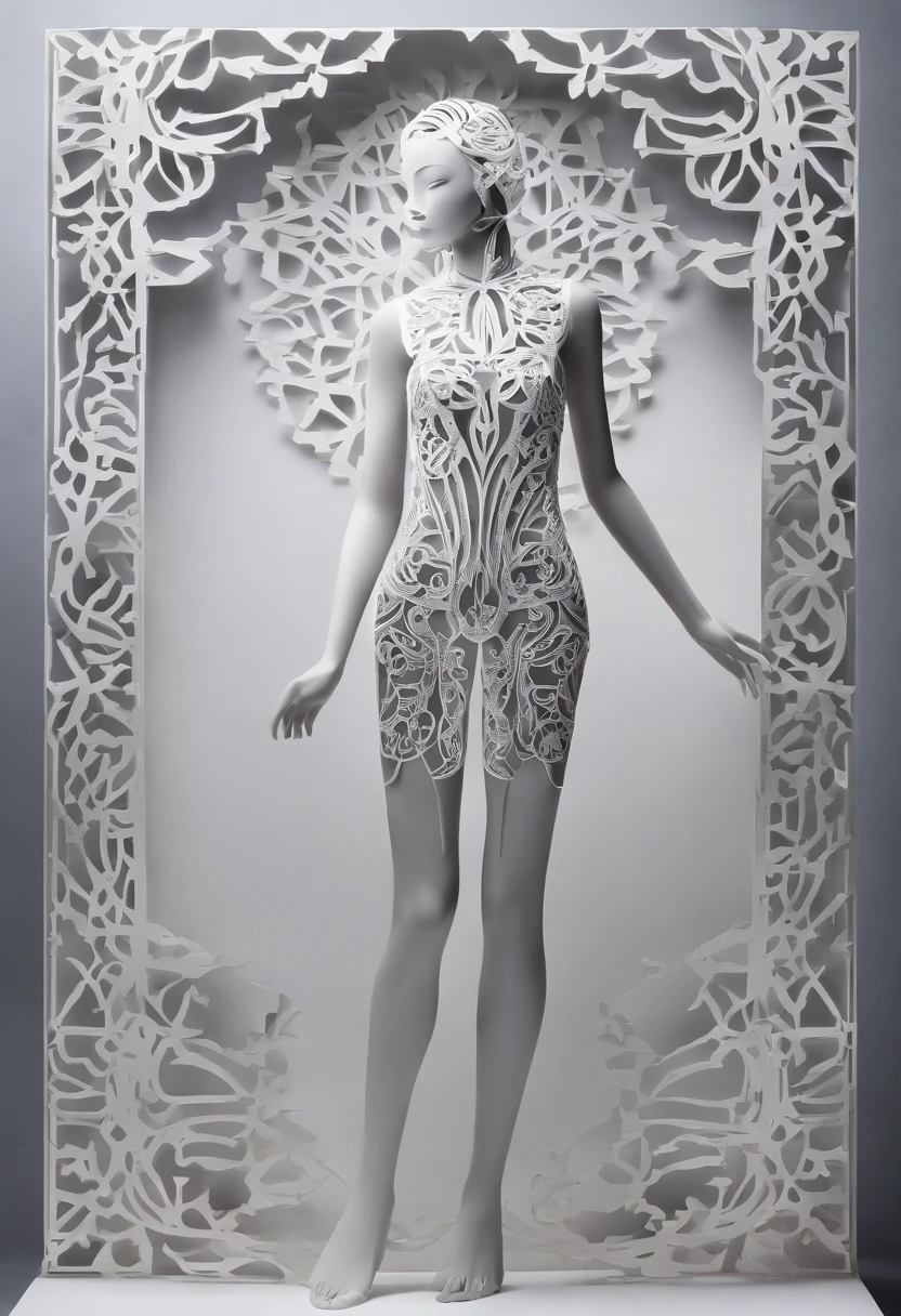 A white paper cut of a woman in a dress - SeaArt AI