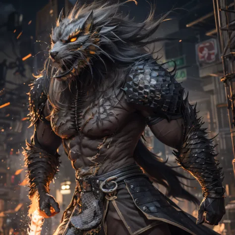 Doomsday ruins（废墟）Climb the streets（Armageddon）eyes filled with angry，He clenched his fists，Rush up，Deliver a fatal blow to your opponent，full bodyesbian，Full Body Male Mage 32K（Masterpiece Ultra HD）Long flowing black hair，Campsite size，zydink， The wounded...