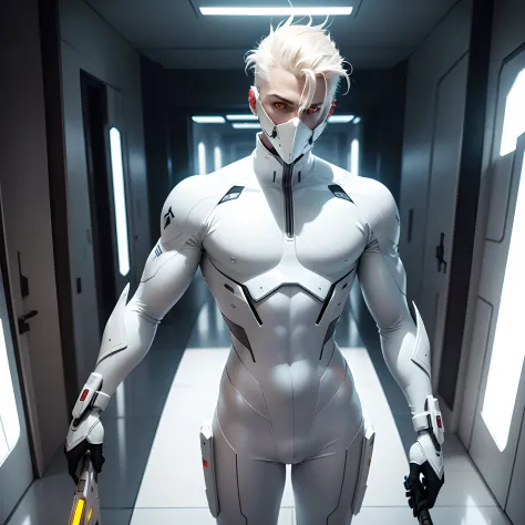 body suit, white suit, futuristic suit, white gloves, skin tight