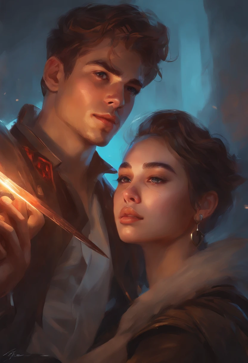 there is a young man holding a knife in his hand, wojtek fus, artwork in the style of guweiz, cgsociety portrait, rossdraws portrait, ross tran 8 k, deviantart artstation cgscosiety, ross tran and bayard wu, :: rossdraws, twitch streamer / gamer ludwig, rossdraws 2. 0, epic portrait illustration