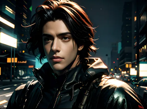 Natural background cyberpunk handsome boy realistic be fece 8k ultra realistic