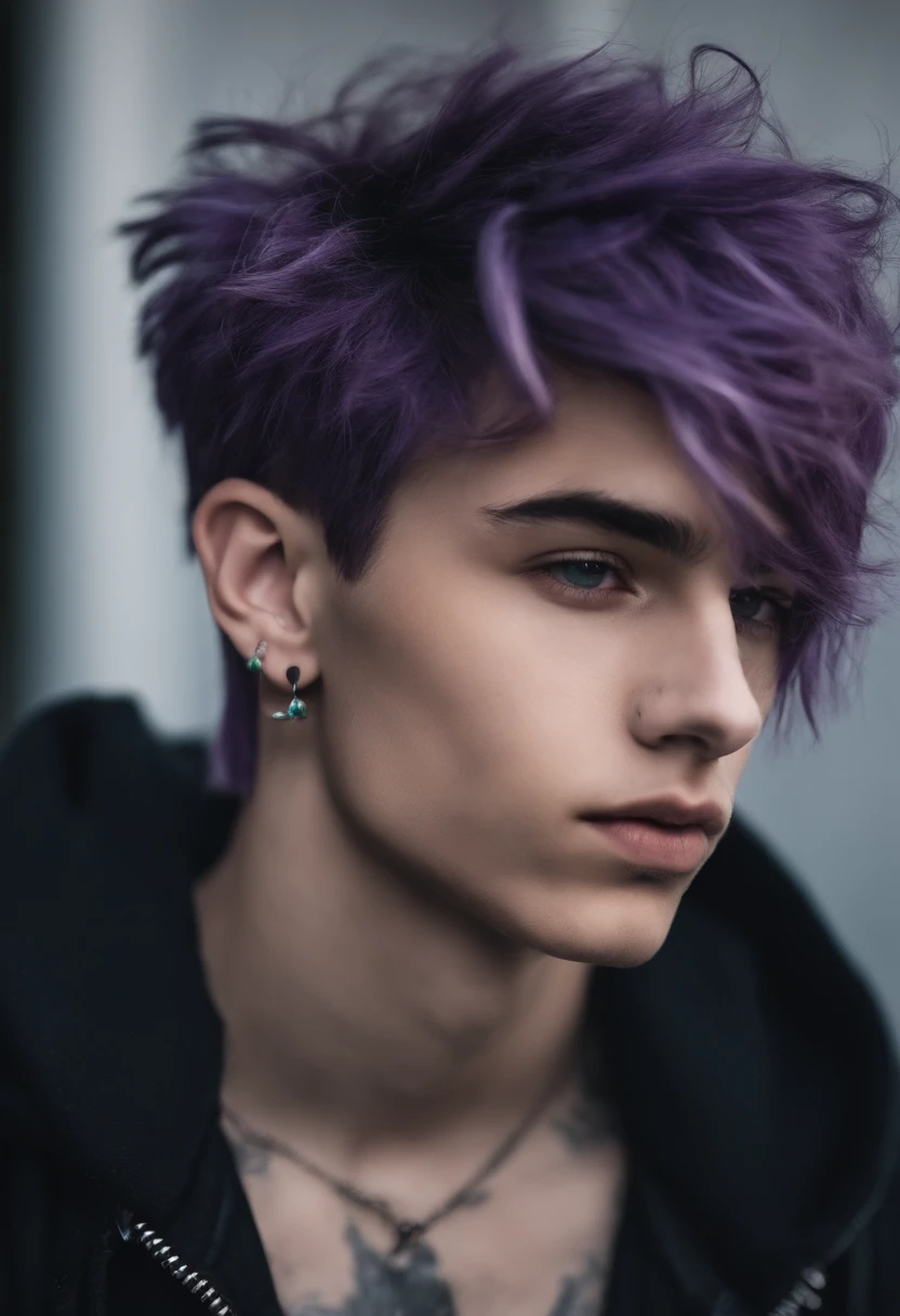 A close up of a person with purple hair and piercings - SeaArt AI