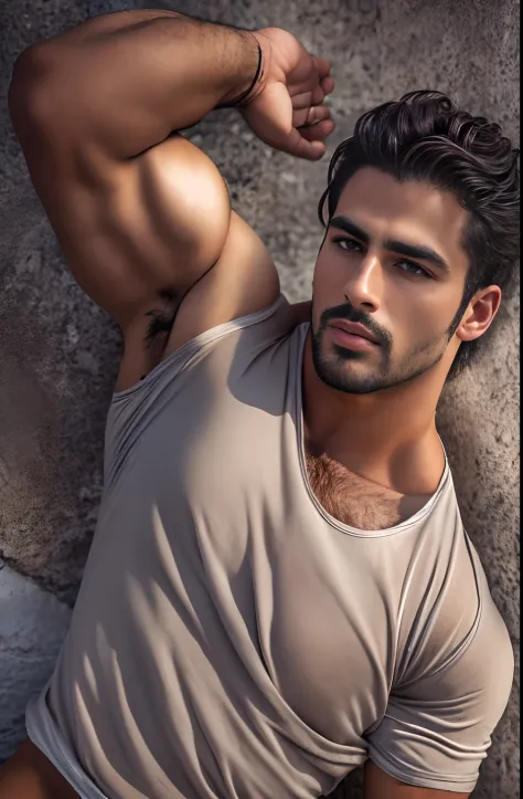 (best quality,highres:1.2), portrait, Moroccan, muscular man, defined muscles, captivating dimples, steamy atmosphere, tearing o...